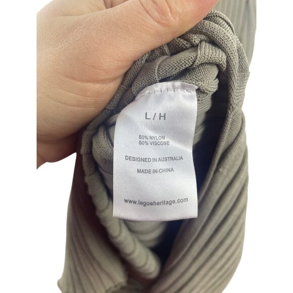 Legoe Heritage Maternity Women's Large Ribbed Luxe Shift Taupe Midi Tank Dress - Picture 7 of 11